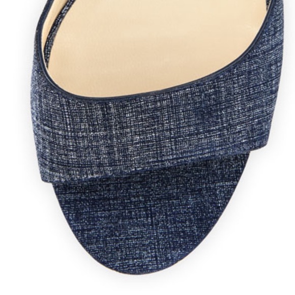 Jimmy Choo Kayden Leather Ankle-Wrap Sandal, Light Indigo/Navy ( Size 41 1/2 ) - Picture 4 of 7